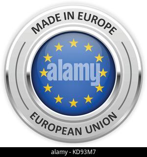 Silbermedaille in der Europäischen Union (EU) mit Flagge Stock Vektor