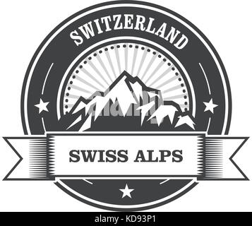 Alpen Stempel - Schweiz Label mit Band Stock Vektor