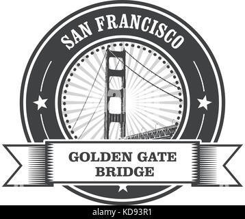 San Francisco - Golden Gate Bridge Stempel Stock Vektor