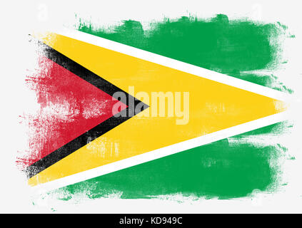 Flagge Guyana mit Bürste an soliden Hintergrund gemalt, Stockfoto