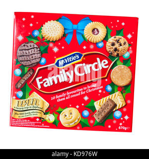 Box von McVities Kekse Weihnachten Familie Kreis Auswahl Stockfoto