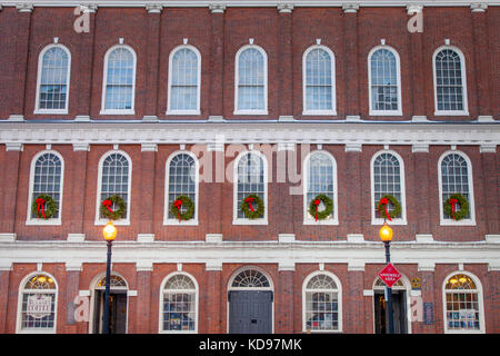 Faneuil Hall (b. 1742) an Weihnachten, Boston, Massachusetts, USA Stockfoto