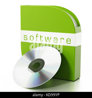 Green software Box auf weißem Hintergrund. 3D-Darstellung. Stockfoto