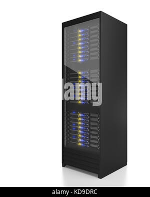 Server-Rack-Image. Isoliert auf weißem Hintergrund Stockfoto
