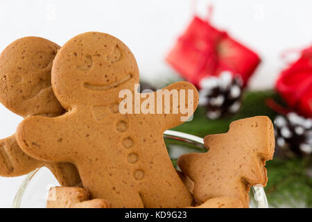 Weihnachten Lebkuchen Mann, neues Jahr Urlaub cookies Hintergrund Stockfoto