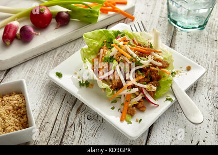 Honig Erdnuss Chicken Salat cups Stockfoto