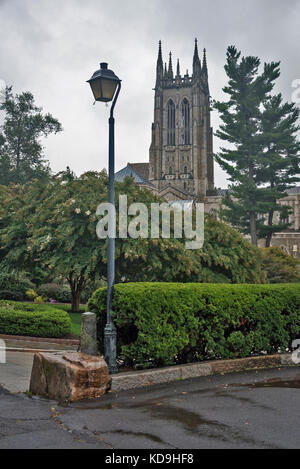 Hauptturm, Bryn Athyn Cathedral, Bryn Athyn Historic District, Pennsylvania, USA Stockfoto