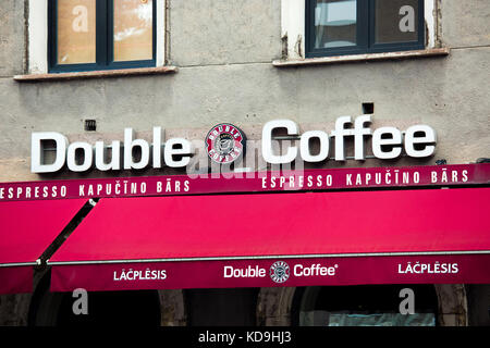 Double Coffee anmelden Stadt Riga. Double Coffee ist ein Coffee house Unternehmen in Lettland Stockfoto