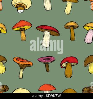 Herbst nahtlose Muster mit Pilzen. Vector Illustration für Ihr Design Stock Vektor