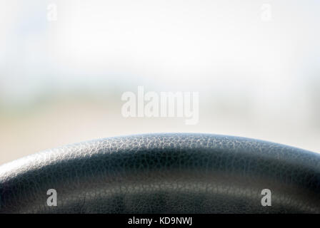Auto leder Lenkrad close-up Stockfoto