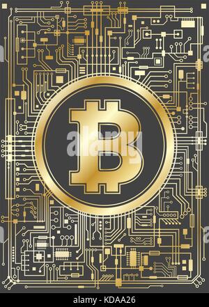 Golden bitcoin digitale Währung Hintergrund Stock Vektor