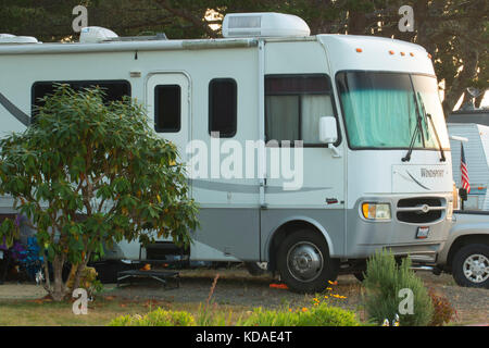 Reisemobil in Hafen von siuslaw Campground, Florence, Oregon Stockfoto