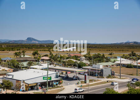 Ein Jet startet vom Flughafen Sunshine Coast an Marcoola, Sunshine Coast, Queensland, Australien Stockfoto