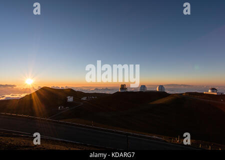 spektakulärer Sonnenuntergang von Mauna Kea - Hawaiis Big island Stockfoto