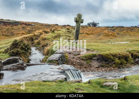 Windypost Cross, Dartmoor, Devon, England, Vereinigtes Königreich Stockfoto