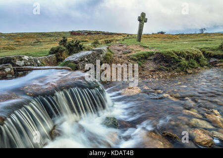 Windypost Cross, Dartmoor, Devon, England, Vereinigtes Königreich Stockfoto