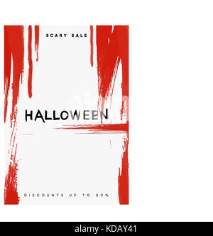 Happy Halloween. rote Schmieralgen Bürsten von Blut auf weißem Hintergrund Stock Vektor
