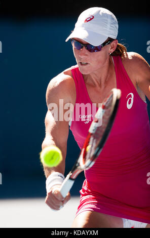 Australian Samantha Strosur in Tag 1 Australian Open spielen. Stosur schlug Klara Zakopalova (CZE) 6-3, 6-4 in der ersten Runde der Australian Open 2014 Stockfoto