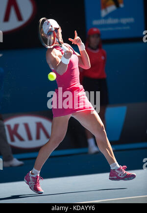 Australian Samantha Strosur in Tag 1 Australian Open spielen. Stosur schlug Klara Zakopalova (CZE) 6-3, 6-4 in der ersten Runde der Australian Open 2014 Stockfoto