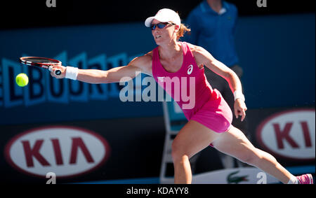 Australian Samantha Strosur in Tag 1 Australian Open spielen. Stosur schlug Klara Zakopalova (CZE) 6-3, 6-4 in der ersten Runde der Australian Open 2014 Stockfoto