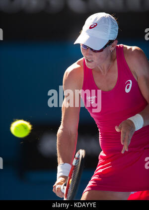 Australian Samantha Strosur in Tag 1 Australian Open spielen. Stosur schlug Klara Zakopalova (CZE) 6-3, 6-4 in der ersten Runde der Australian Open 2014 Stockfoto