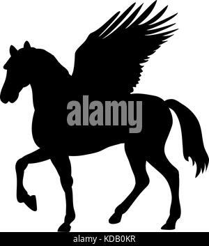 Pegasus silhouette Mythologie Symbol fantasy Märchen. Vector Illustration. Stock Vektor