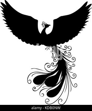 Phoenix vogel Silhouette der antiken Mythologie Fantasy. Vector Illustration. Stock Vektor