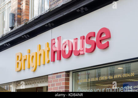 Shop vor BrightHouse Miete zu eigenen Home Appliance Fachhändler in Worcester, Großbritannien Stockfoto