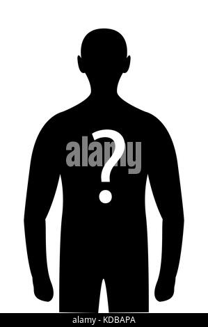 Silhouette mystery person Fragezeichen auf Körper Stock Vektor