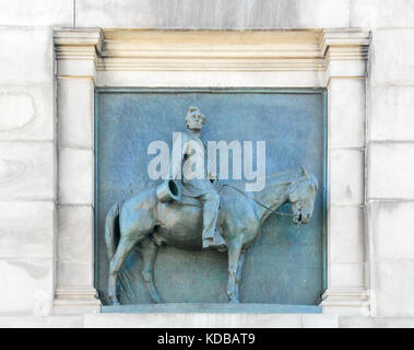 Abraham Lincoln relief unter dem Triumphbogen im Grand Army Plaza, Brooklyn, New York City Stockfoto