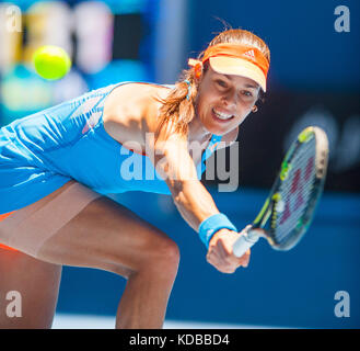 Ana Ivanovic konkurriert bei den Australian Open die Australian Open - ein Grand Slam Turnier - ist die Auftaktveranstaltung für das Tennis Kalender jährlich. Stockfoto