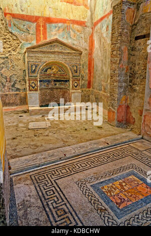 Interior Detail der Taberna Hedones an den Ruinen der römischen Stadt Pompeji in Cortona, in der Nähe von Neapel, Italien. Stockfoto