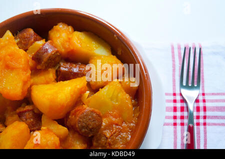 Patatas riojanas. Ansicht schließen. Stockfoto