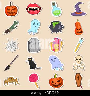 Vektor einrichten von Halloween Aufkleber Stock Vektor