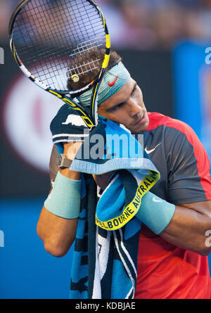 Rafael Nadal in der Meisterschaft spielen bei den Australian Open Stockfoto