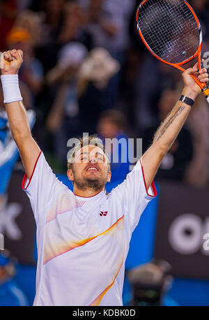 Stan Wawrinka gewinnt die Australian Open Stockfoto