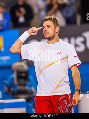 Stan wawrinka gewinnt die Australian Open Stockfoto