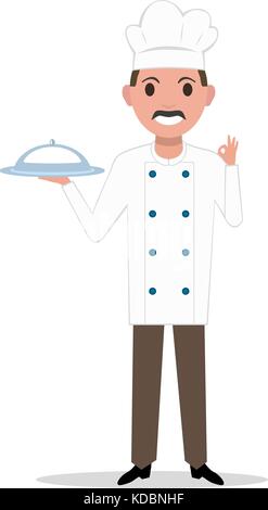 Vector Illustration einer Cartoon Küchenchef Mann Stock Vektor