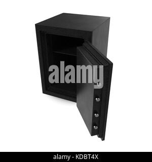 Safe mit elektronischem Schloss auf weißem geöffnet Stockfoto
