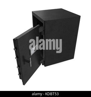 Safe mit elektronischem Schloss auf weißem geöffnet Stockfoto