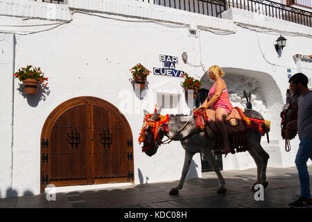 Esel Taxis. Typische Burro Taxi, weissen Dorf Mijas. Provinz Málaga an der Costa del Sol, Andalusien. Im südlichen Spanien Europa Stockfoto