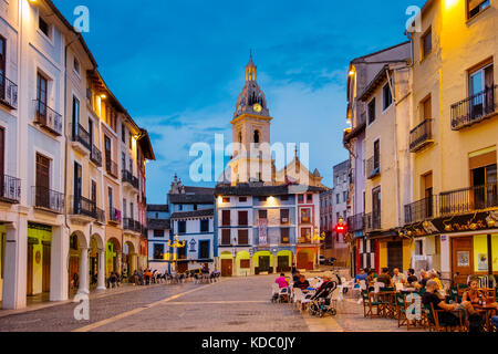 El Cid Road. Glockenturm Stiftsbasilika Santa Maria, La Seu. Plaza del Mercado. Xativa. Provinz Valencia. Comunidad Valenciana. Spanien Europa Stockfoto