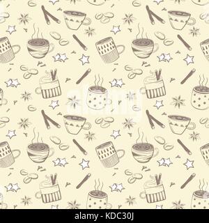 Doodles Kaffee Set. Vektor für Frühstück Stock Vektor