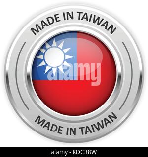 Silberne Medaille in Taiwan mit Flagge gemacht Stock Vektor