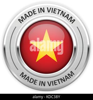 Silbermedaille in Vietnam mit Flagge gemacht Stock Vektor