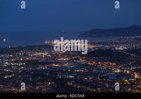 Panoramablick über Marina di Massa Toskana Italien. Stockfoto