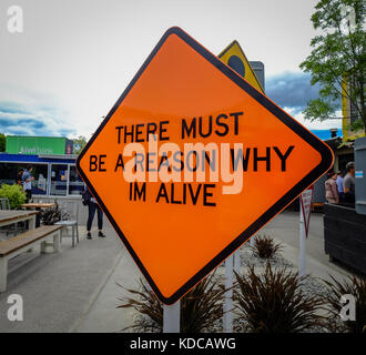 Christchurch, Neuseeland - Nov 6, 2016. Schild auf der Straße in Christchurch, Neuseeland Christchurch ist die größte Stadt auf der Südinsel von neuen Stockfoto
