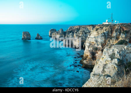 Leuchtturm am Ponta da Piedade, Lagos, Portugal, Europa Stockfoto