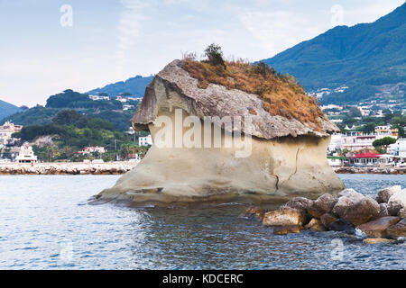 Il Fungo, berühmten pilzförmiger Felsen. Lacco Ameno Kurort, Insel Ischia, Italien Stockfoto