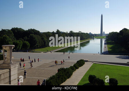 Washington DC, Vereinigte Staaten - 27 September 2017: Washington Monument aus dem Lincoln Memorial gesehen. Stockfoto